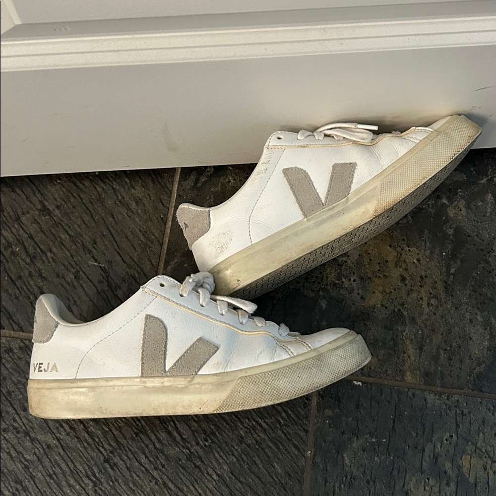 Veja Campo White Beige Leather Sneakers Suede V